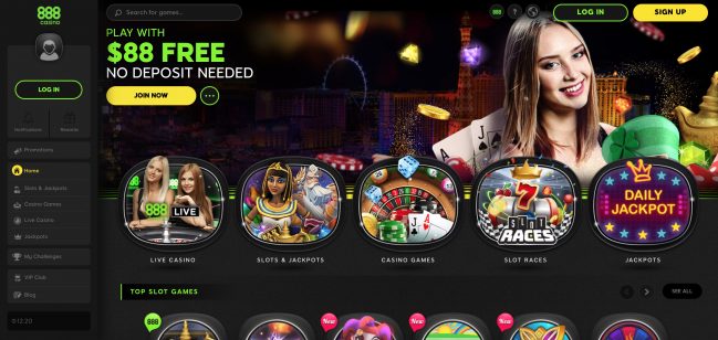 888 Casino Canada Login Page