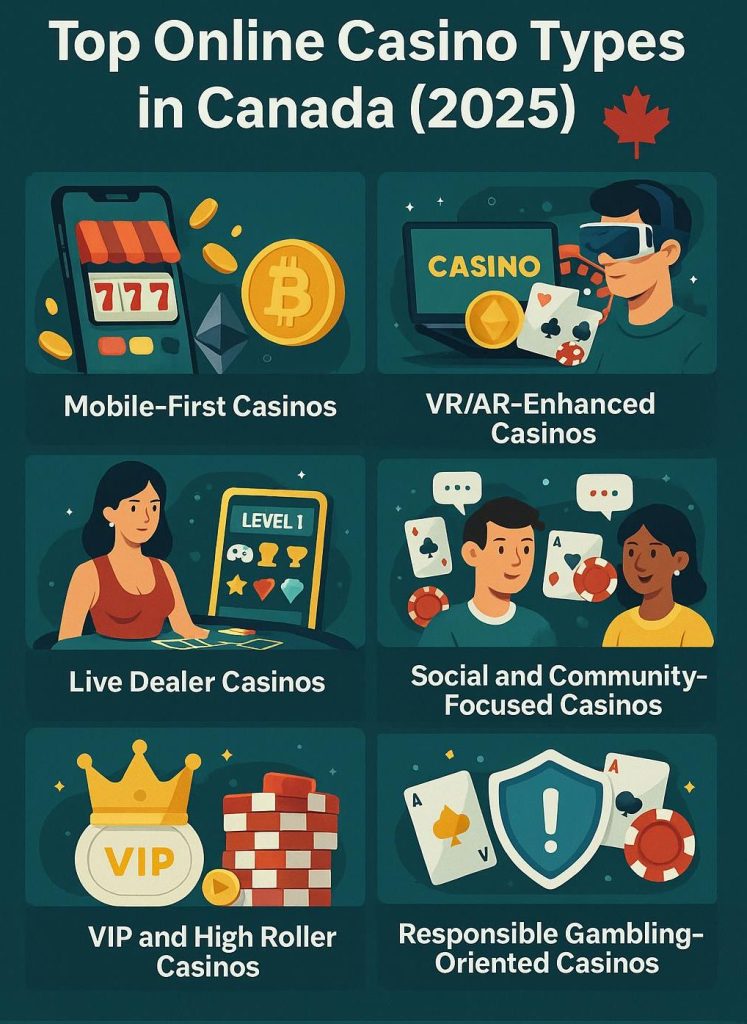 Best online casinos Canada by type