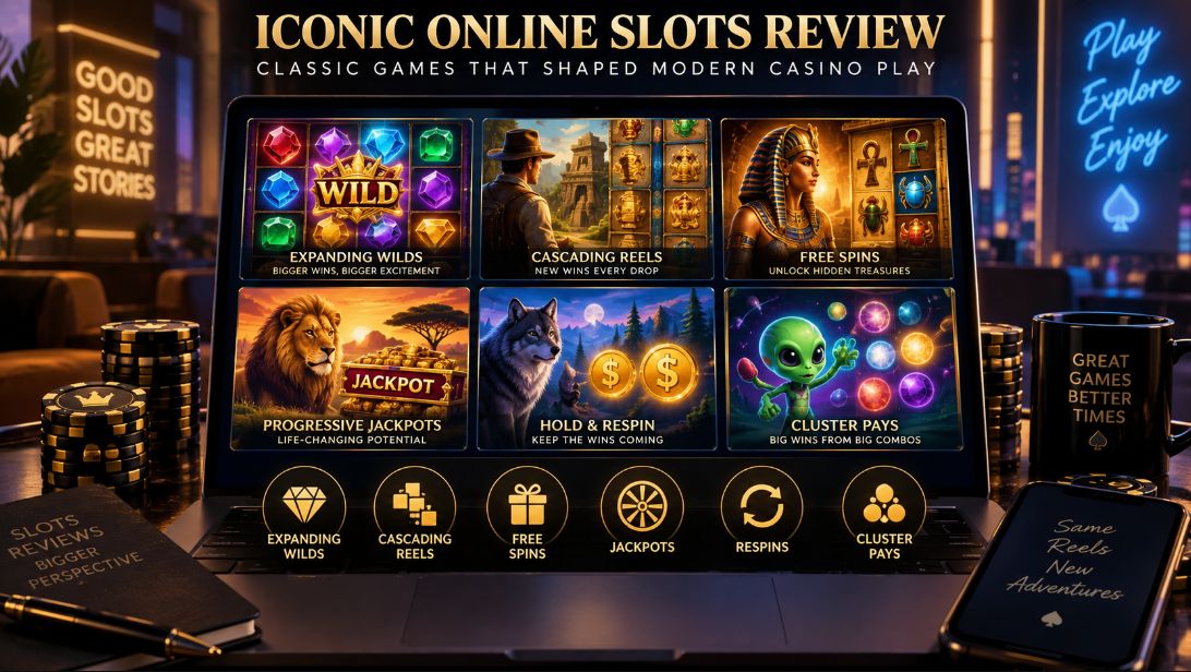 Iconic online slots review featuring classic slot games and popular features
