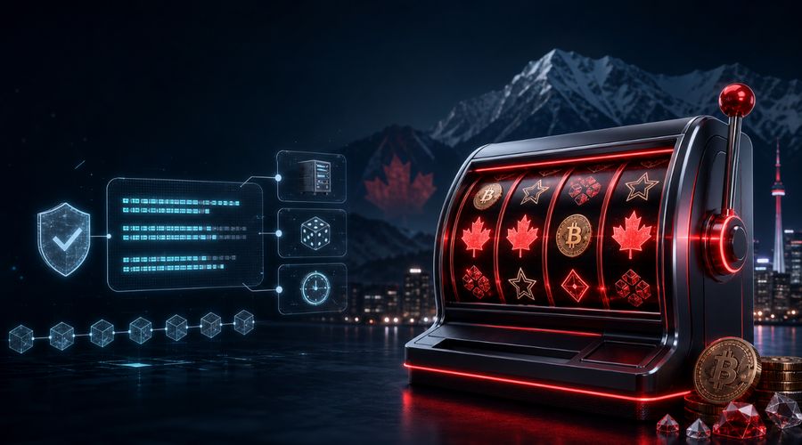 Provably fair crypto slot machine with blockchain verification elements for Canadian players